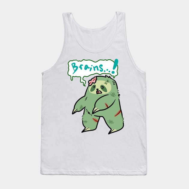 Zombie Sloth - Brains! Tank Top by saradaboru